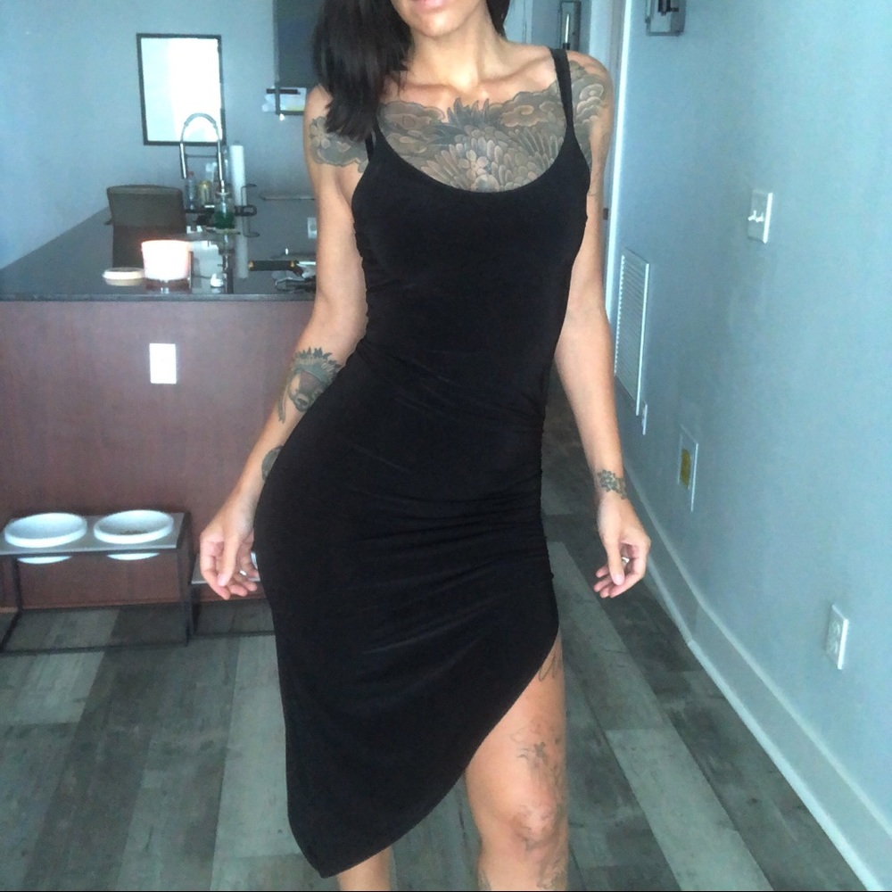 Fashion Nova Asymmetrical Black Dress